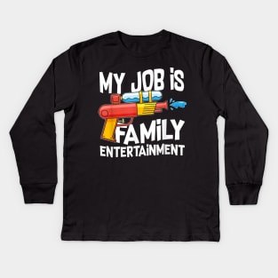 Funny Family Entertainment Squirt  Water Gun T-Shirt Kids Long Sleeve T-Shirt